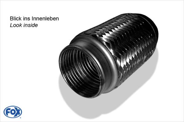 Flexibles Rohr Interlock - Ø90mm innen - Länge: 150mm Innenleben besteht aus Edelstahlwellrohr - Auß